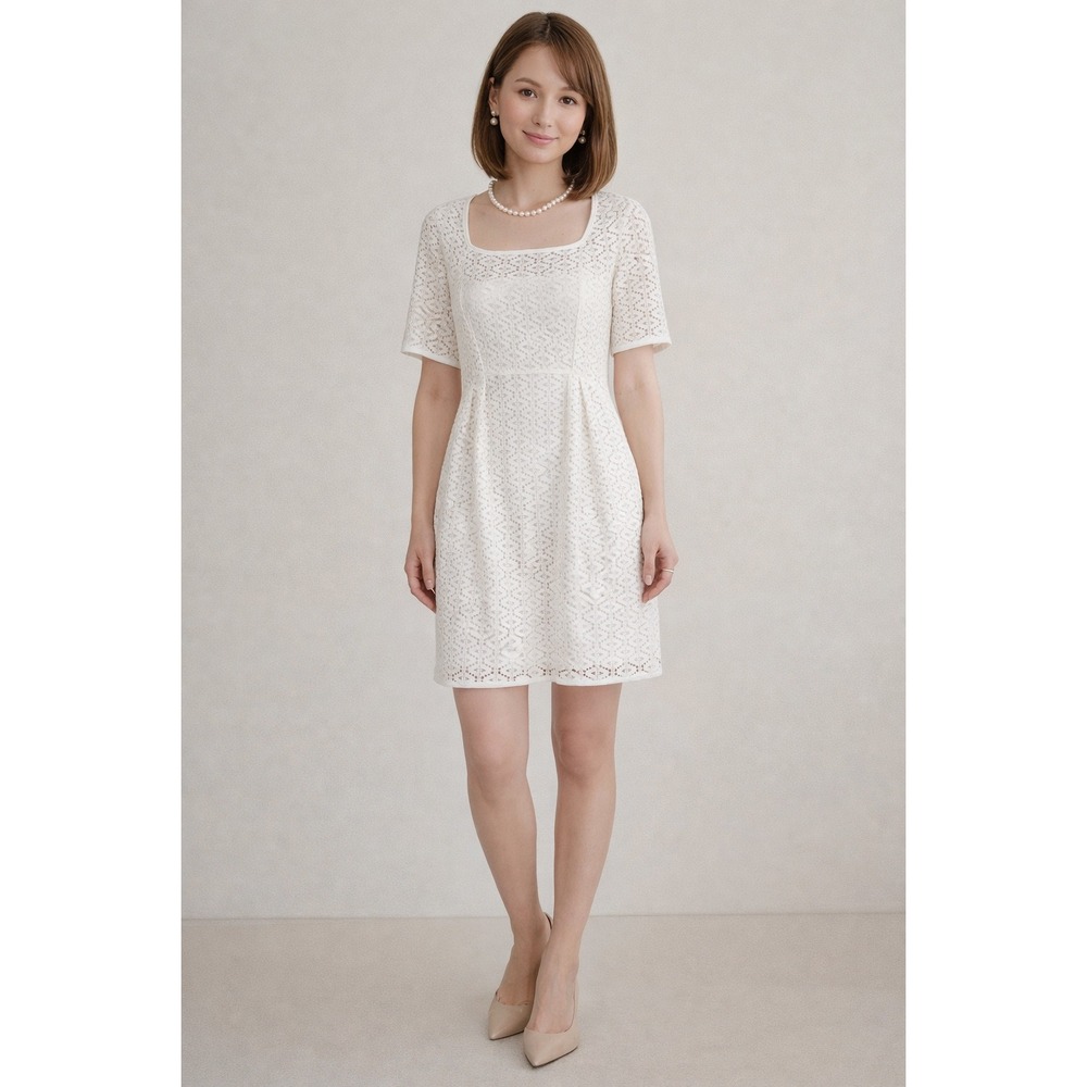 Nanette‎ Lepore Flower Summer Dress Ivory Women's 2 Bridal Eyelet